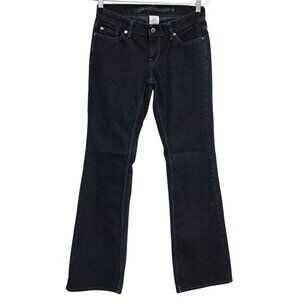 Y2K Flare Jeans Black Denim Size 5 L Low Rise Stretch by Nobo No Boundaries‎